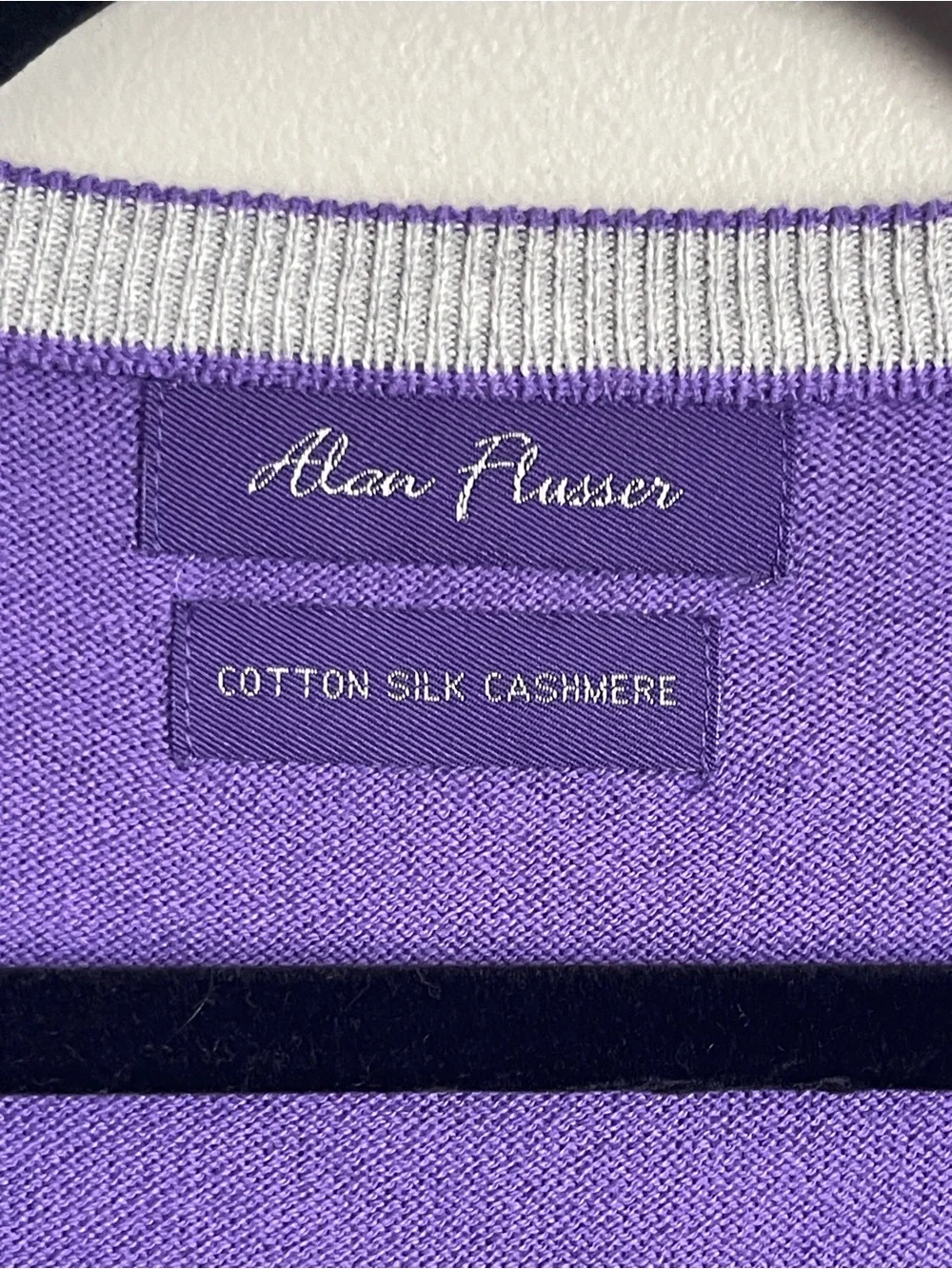 ALAN FLUSSER | Violet Purple Silk Cashmere Cotton Knit V-neck Sweater Sz XXL